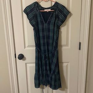 Plaid blue and green LOFT dress